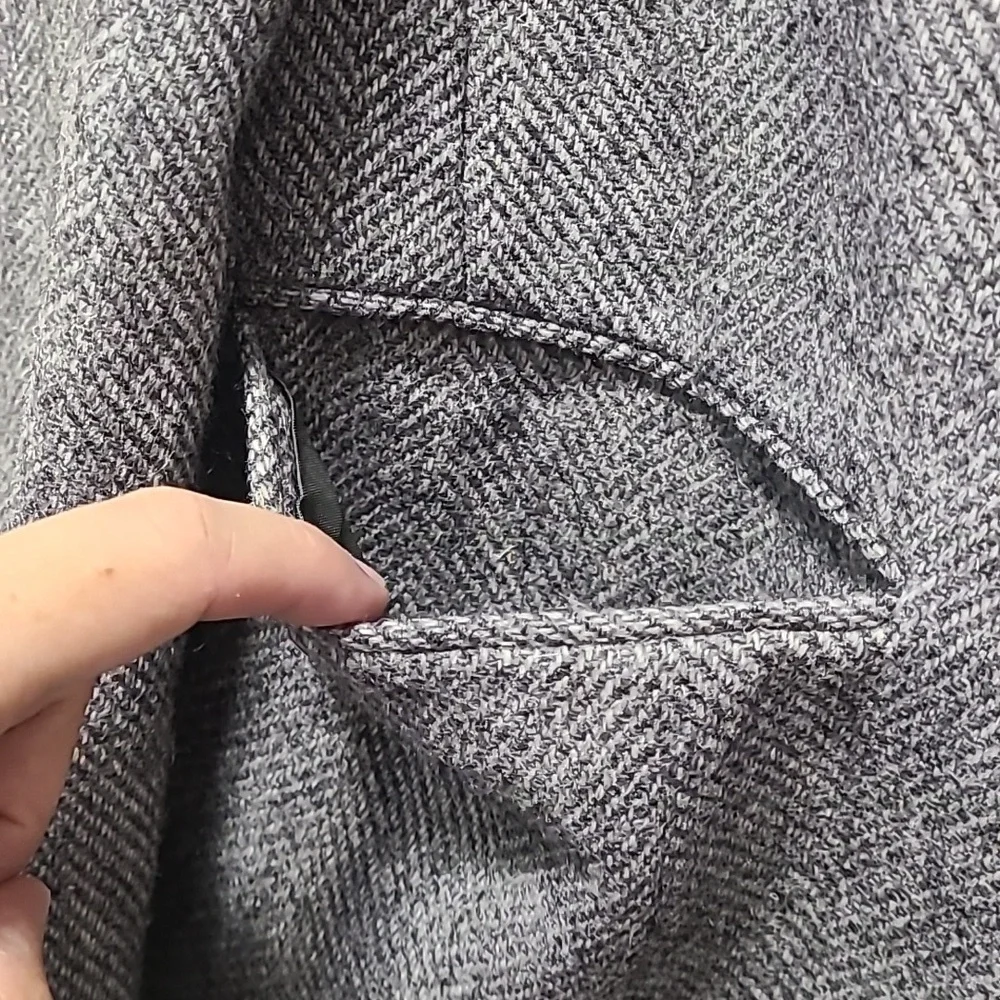 Vtg Harrington Square‎ Herringbone Tweed Wool Blend Blazer 10 Hong Kong